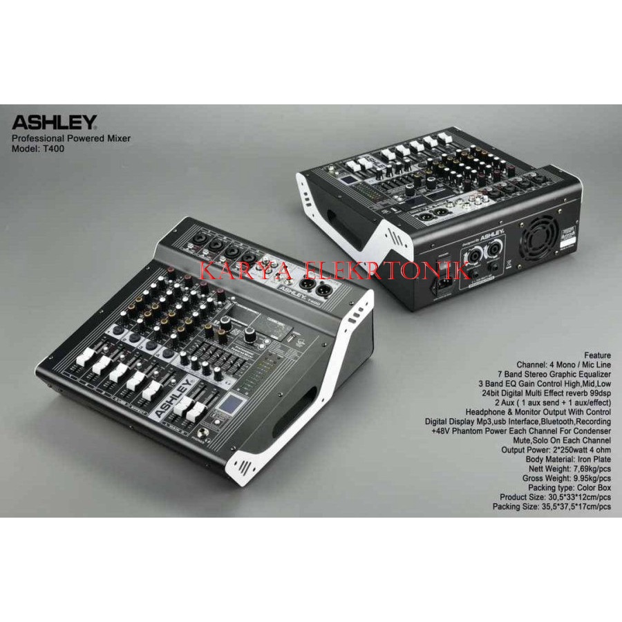 POWER MIXER ASHLEY T400  T-400 4 CHANNEL ORIGINAL ASHLEY T 400