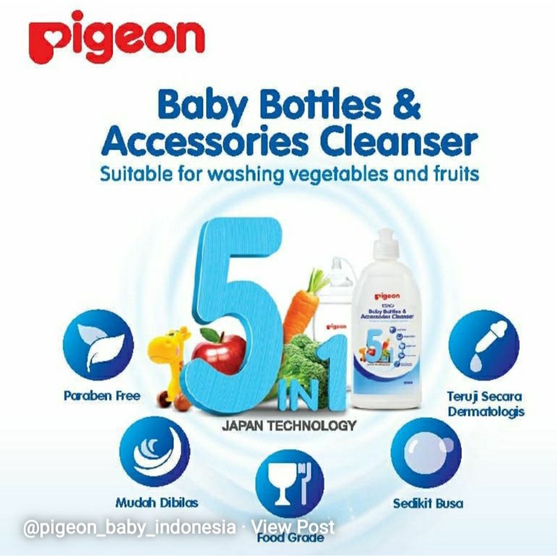 PIGEON Liquid Cleanser Sabun pencuci botol susu buah dan sayur  500ml refill 450ml