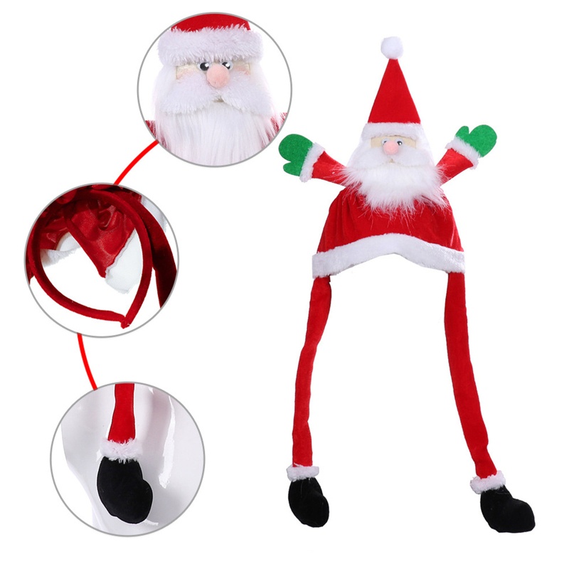 2pcs Topi Santa Claus / Snowman Gerak Tangan Untuk Pesta Natal