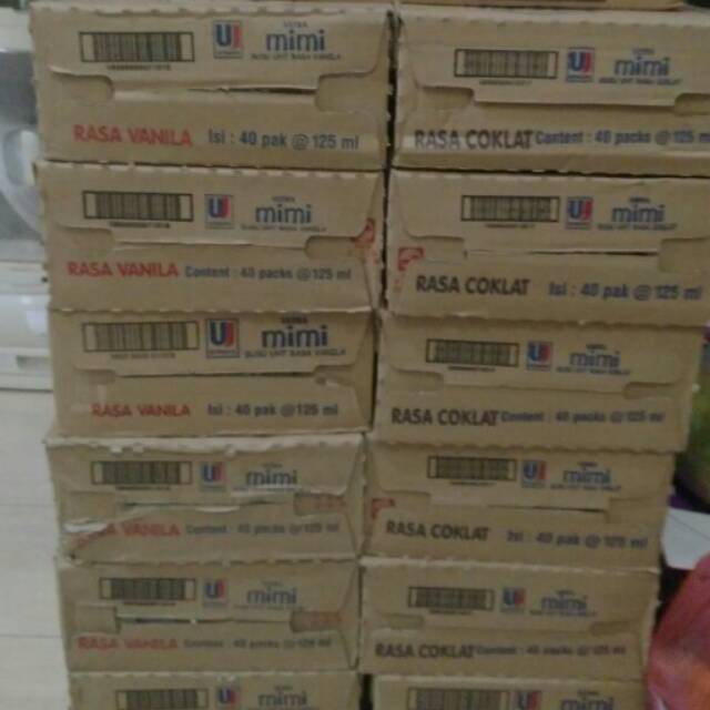 Susu Ultra Mimi 125ml ready rasa vanila dan Ultra Milk 125ml rasa coklat (1 kardus total berat 6kg)