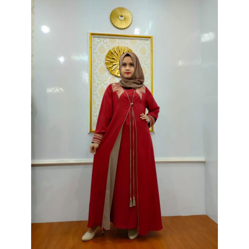 NENIKU Abaya Hikmat Fashion A7766 Maroon