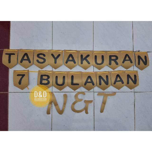Bunting flag tasyakuran 7 bulanan & inisial nama
