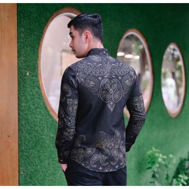 Baju Batik Pria Lengan Panjang KANIGARA Slimfit Premium Full Furing Modern Kemeja Formal Cowok Kerja Kondangan Lamaran Sholat solo asli original