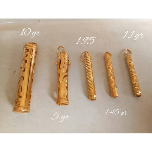 Liontin emas asli model bambu kadar 700/16k