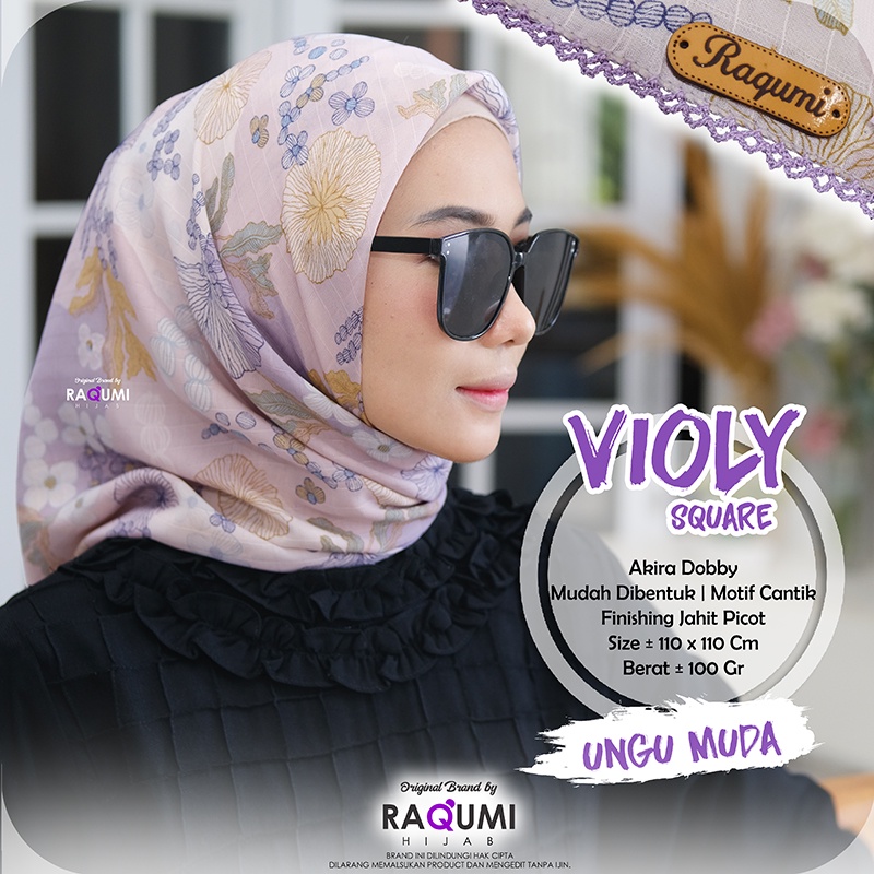 (HIJAB MOTIF | HIJAB SEGIEMPAT) VIOLY SQUARE ORI RAQUMI HIJAB