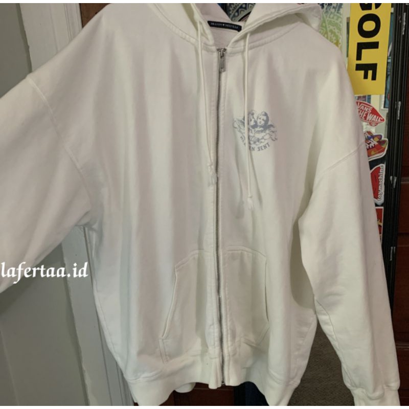 heaven sent hoodie - carla hoodie dupe zipper jaket putih