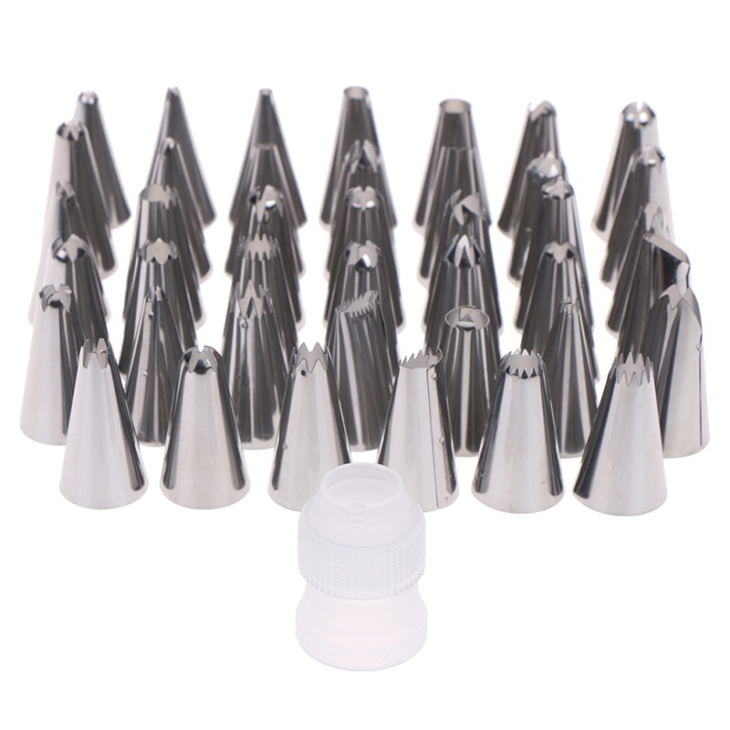 42pcs / Set Nozzle Piping Icing Bahan Stainless Steel Tahan Lama Ukuran Besar Untuk Pastry