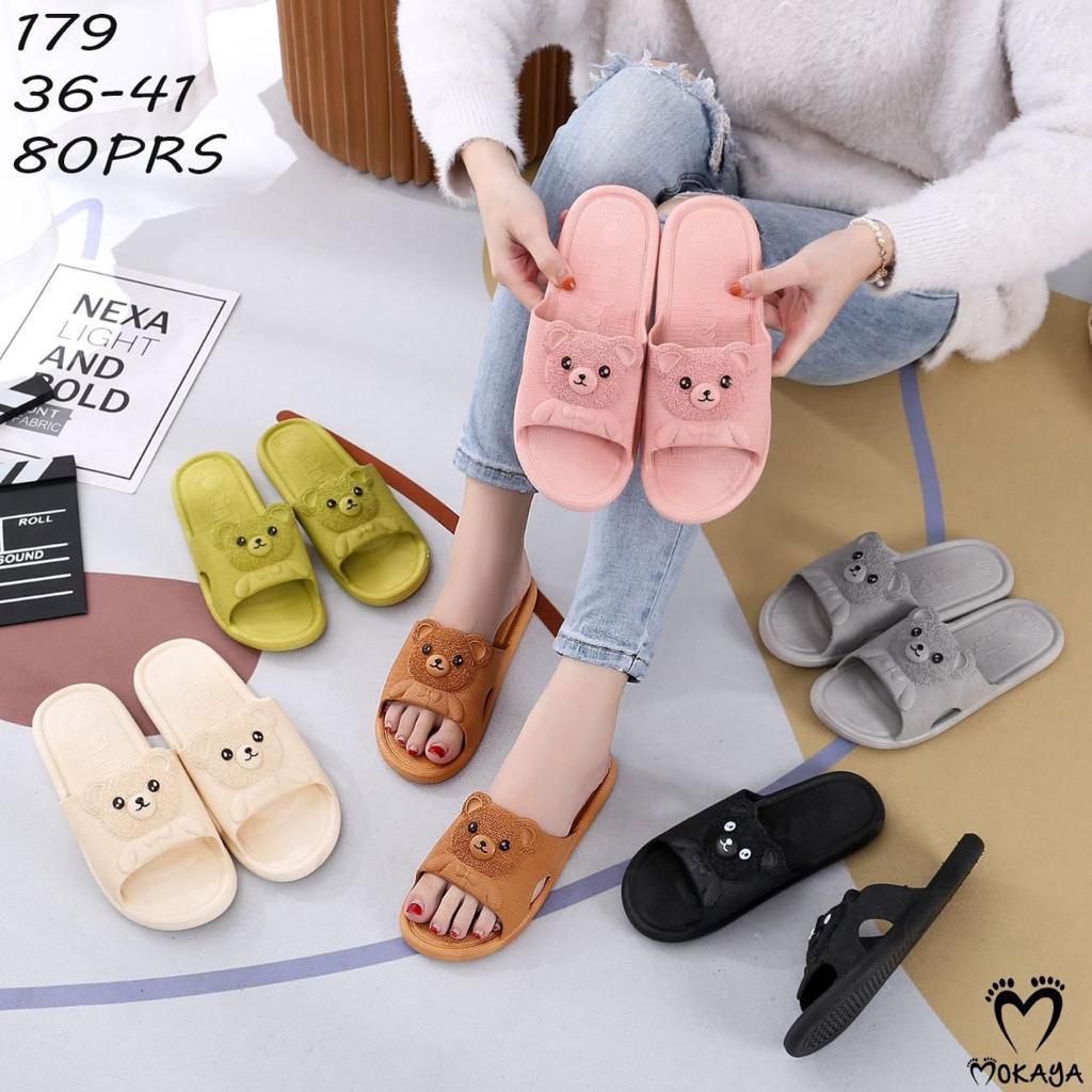 Sandal Slop Wanita Bahan PCU Jelly Soft Teddy Bear Lucu - Mokaya 179 (36/41)