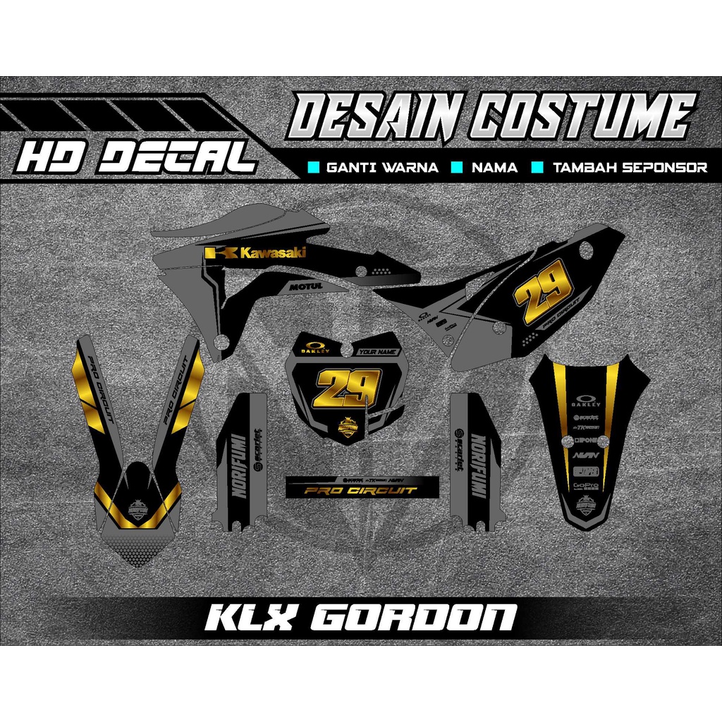 DECAL KLX GORDON GOLD FULL BODY DESAIN COSTUME