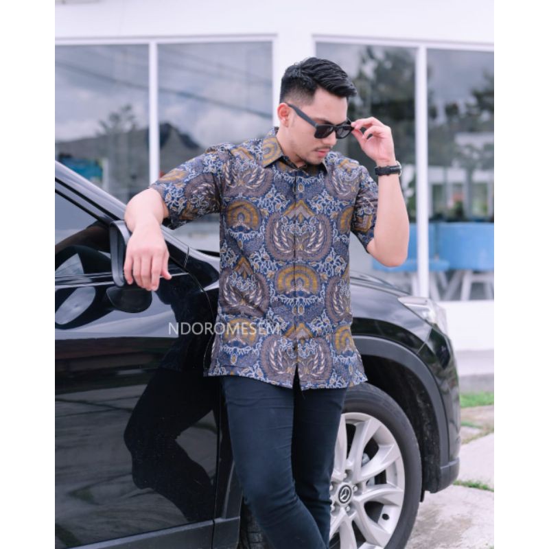 KEMEJA PREMIUM BATIK LENGAN PENDEK GONDRO WARU KATUN HALUS BATURADEN LAPIS FURING REGULER FIT