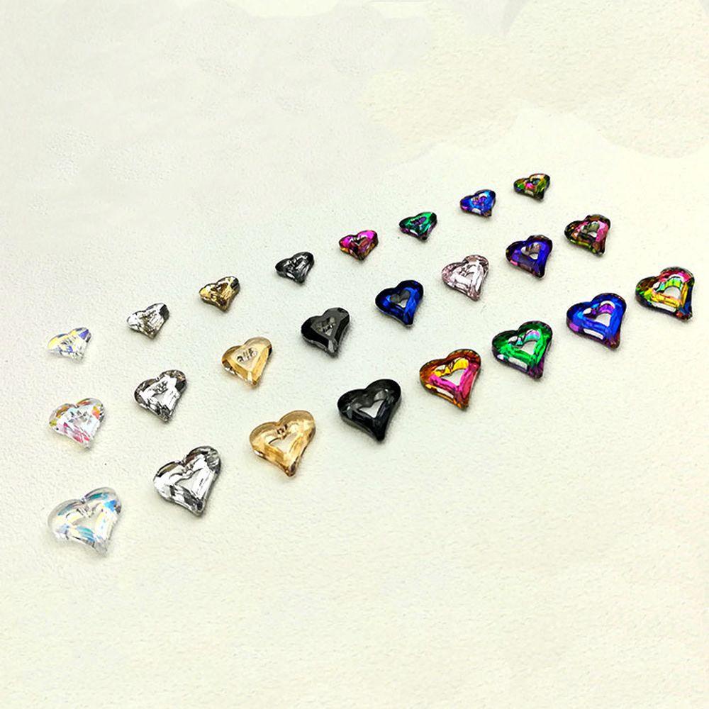 Mxbeauty Jantung Cincin Kuku Pesona Cinta Hati Berlubang Mengkilap Wanita Membuat Perhiasan Permata Menunjuk Bawah K9 Kaca 3D Nail Art Dekorasi