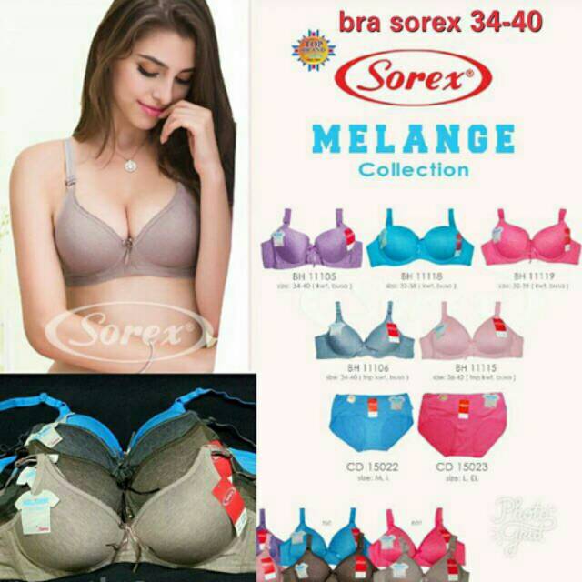 Bra Sorex Melange 11106 Tanpa Kawat Size 34 36 38 40 / Bh Wanita Sorex 11106 Melange Busa Sedang