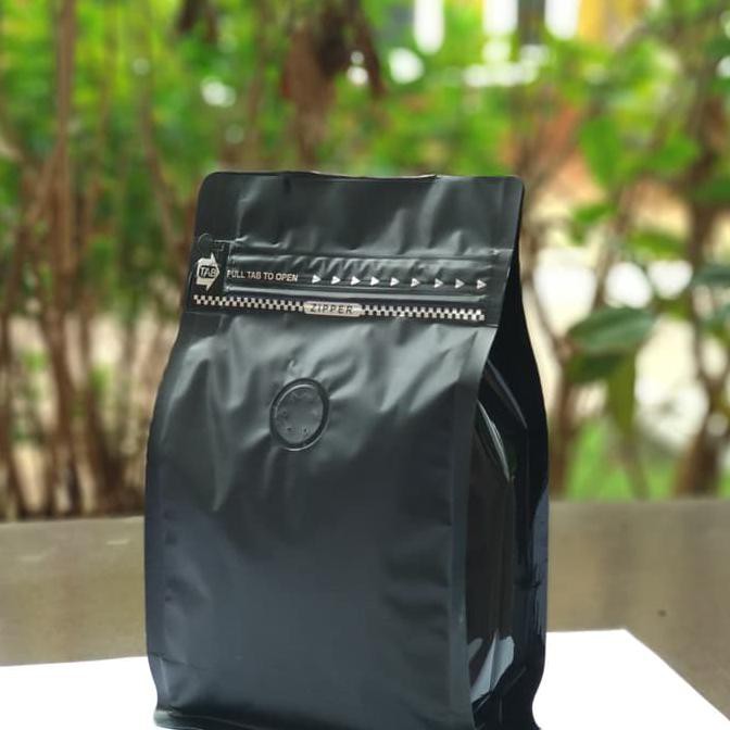 

Kemasan kopi / packaging biji kopi 250gr hitam dengan zipper + Valve TERPERCAYA