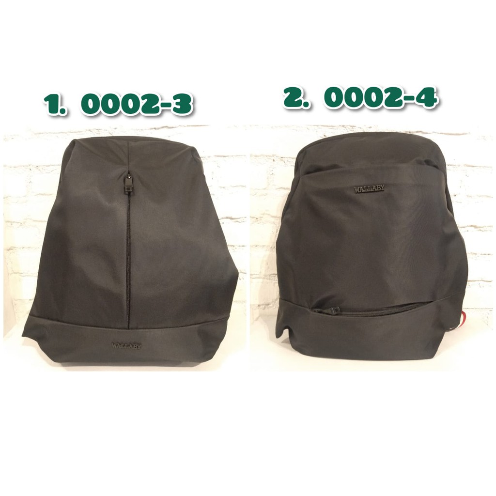 Tas ransel Wallaby modern kanvas hitam dop pria wanita