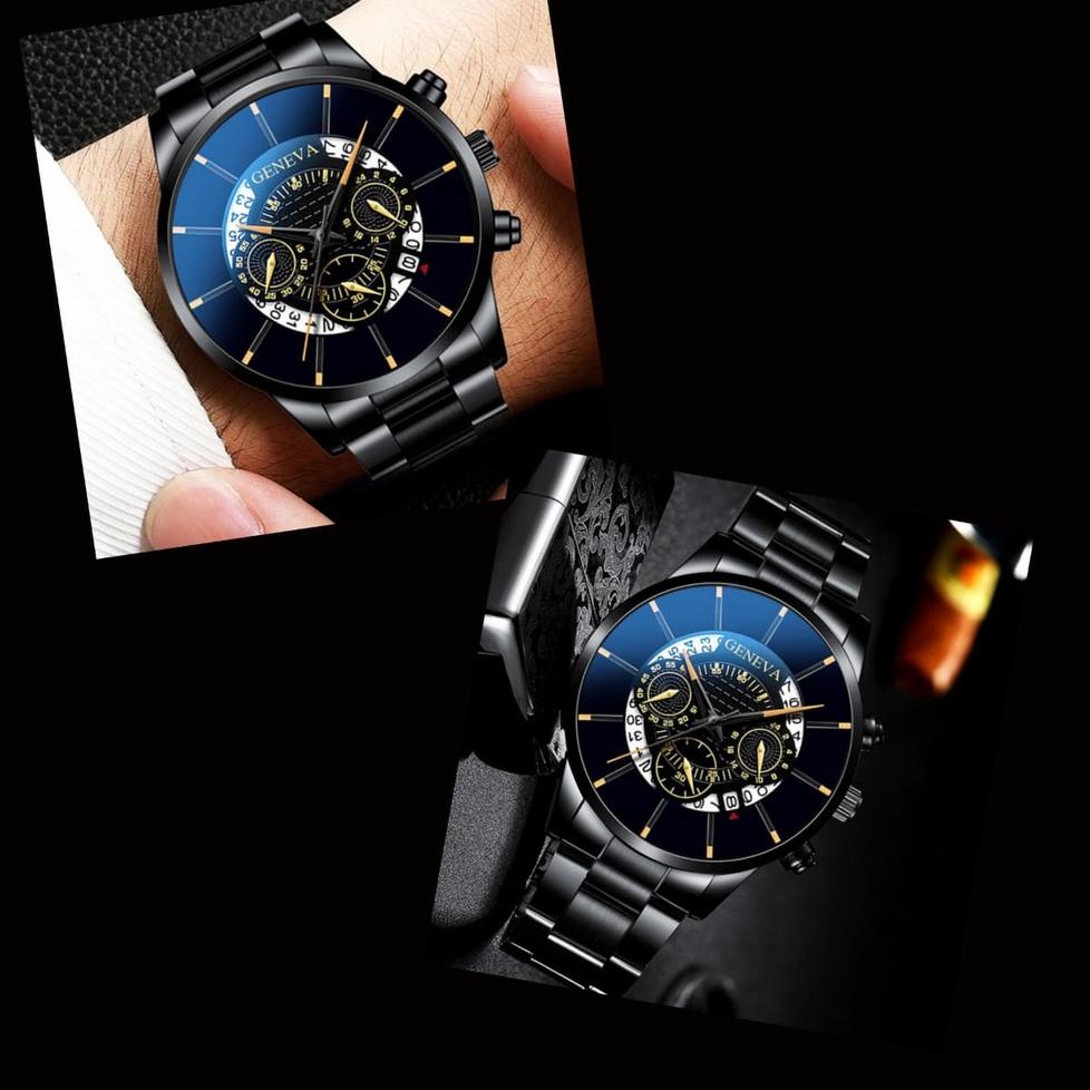 {BWP.19Au22l} JAM TANGAN PRIA ORIGINAL IMPORT GENEVA STAINLESS STEEL WASAKI B5 BESI SILVER COWOK KER