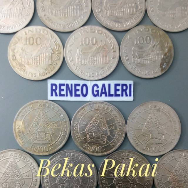 koin Rp 100 Rupiah tahun 1978 tipis Wayang,rumah gadang  uang kuno duit jadul lawas lama logam