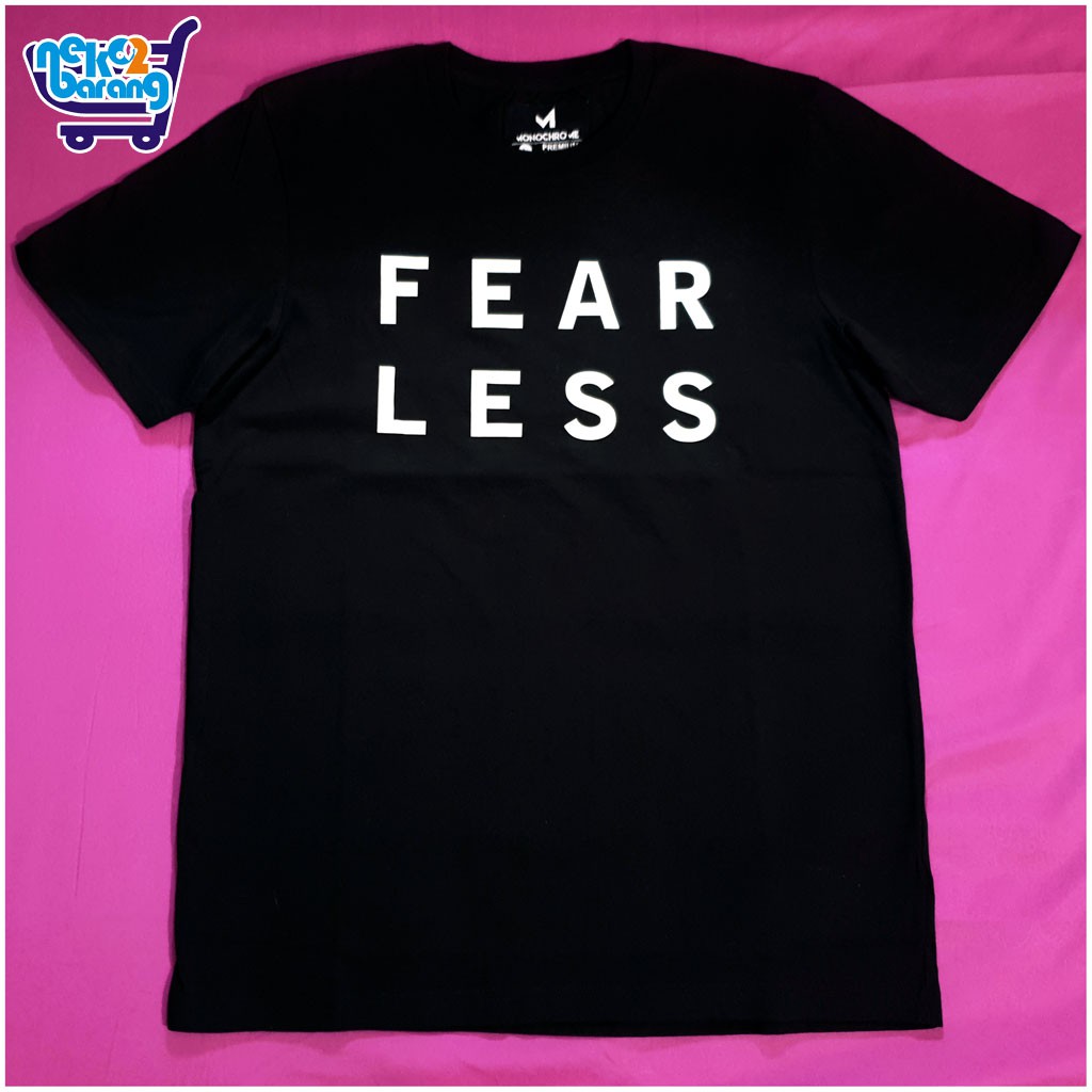 Kaos Monochrom Fearless Hitam - Kaos Distro
