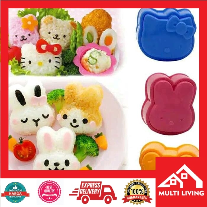 Cetakan Nasi Bento [ ISI 3 PCS ] Rice Mold Cetakan Karakter 3 in 1 Hel