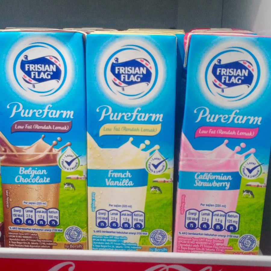 

susu uht frisian flag susu bendera 225ml low fat eceran