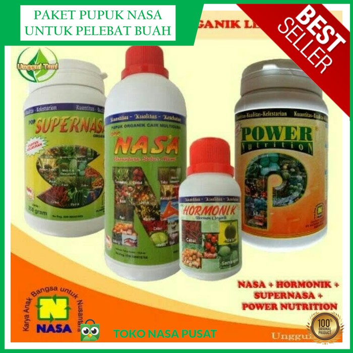 Paket Pertanian Lengkap Pupuk Organik NASA Pupuk Pelebat Buah (POC,Hormonik,SuperNASA,Power Nutrisi)