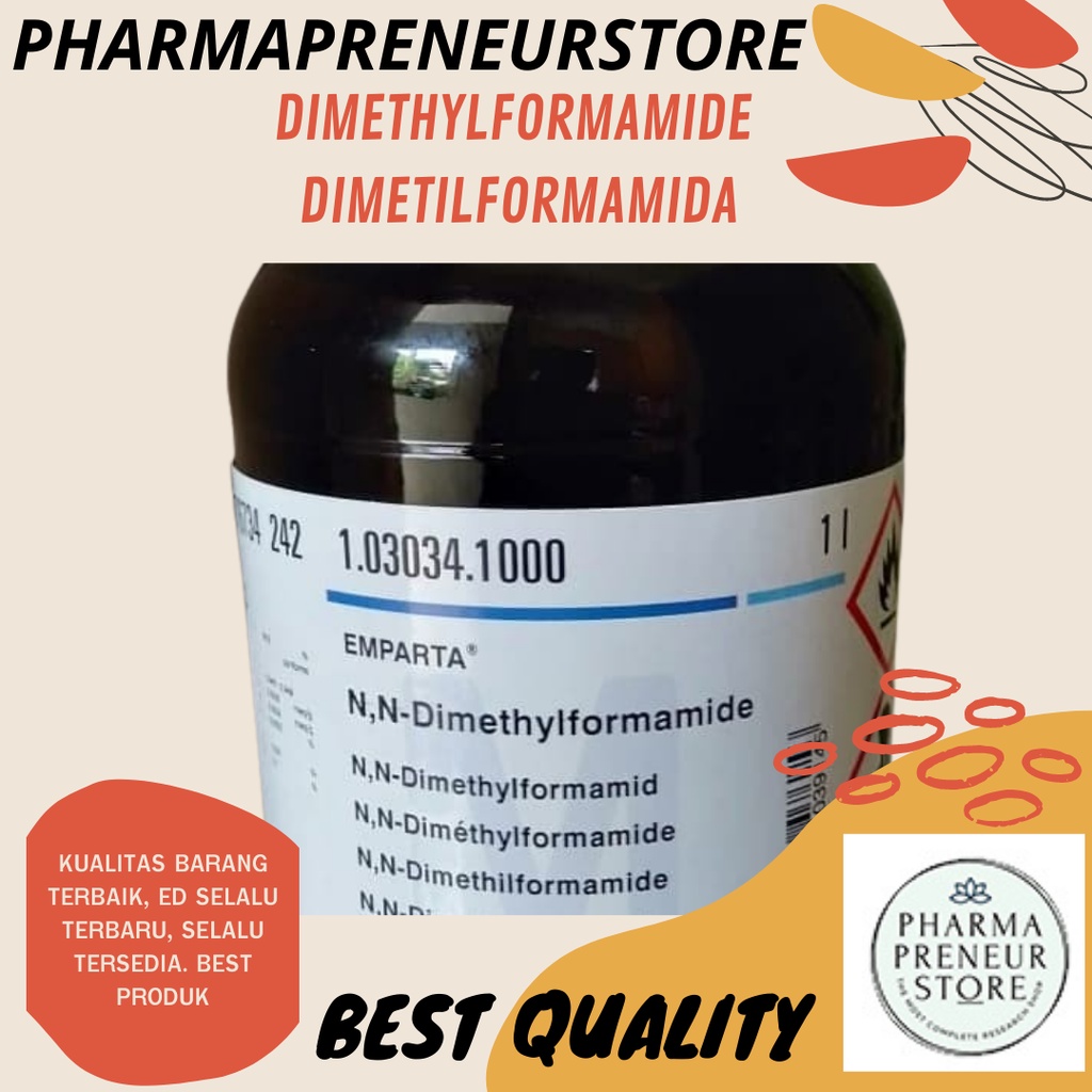 DIMETHYLFORMAMIDE / DIMETILFORMAMIDA (CH₃)₂NCH)) PRO ANALISA PER GRAM KEMASAN MERCK BEST QUALITY