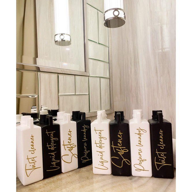 jerigen HITAM / PUTIH 1L gold new. aesthetic bottle minimalist refill organizer tempat sabun cair laundry room bathroom wadah detergent liquid estetik