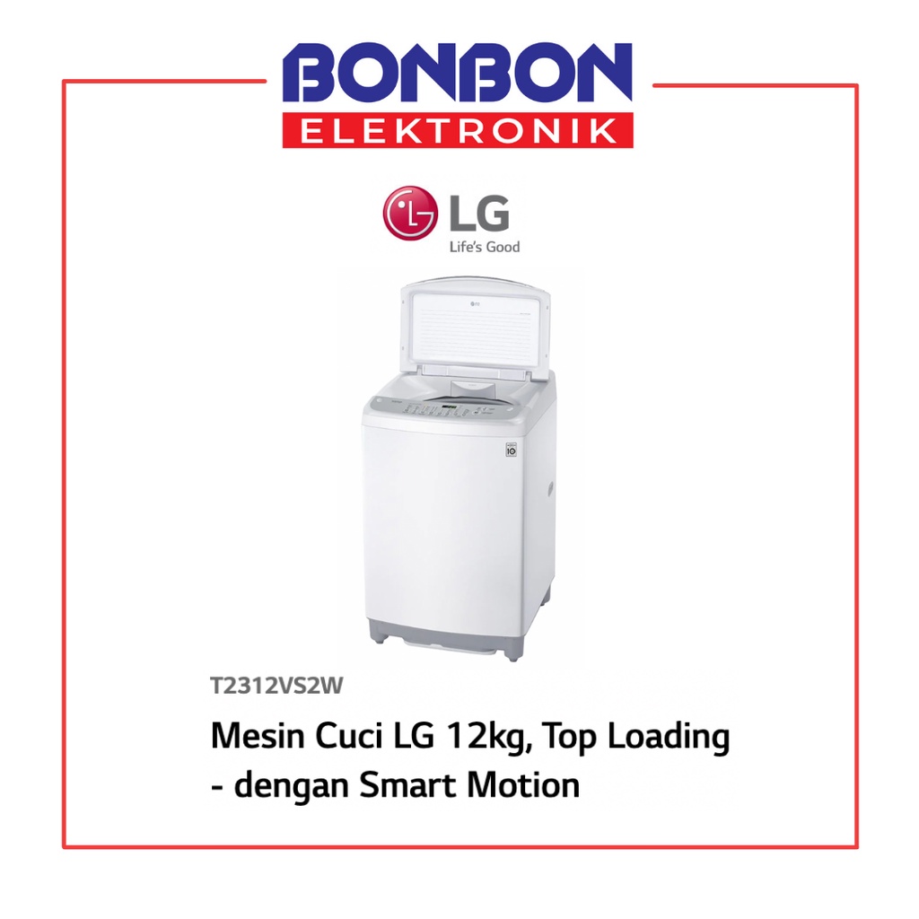 LG Mesin Cuci 1 Tabung 12KG T 2312 VS2W / T2312VS2W / 2312VS2W Smart Inverter