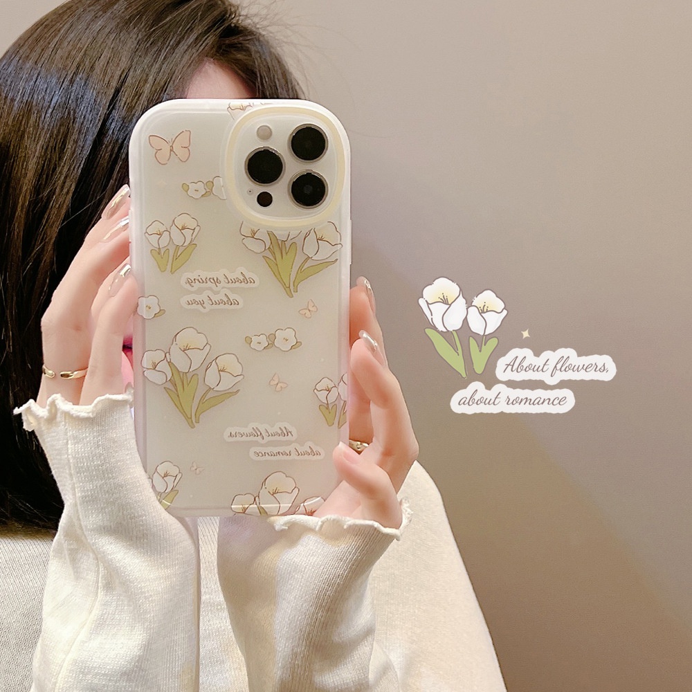 Soft Case TPU Motif Bunga Tulip Untuk iPhone 11 7Plus 8Plus Xr XS Max 13 12 Pro Max 11 13pro Max