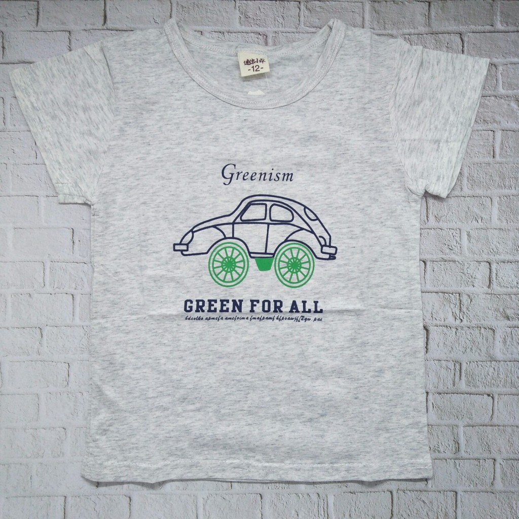 Kaos anak laki laki unisex murah usia 1-5 Thn gambar Car Bahan 100% katun import - GREENISM TSHU02