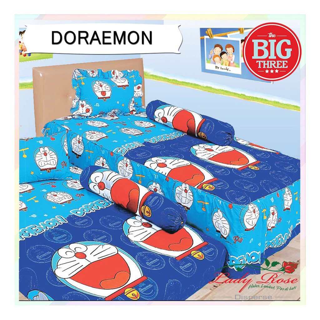 Sprei LADY ROSE DUO 2in1 motif DORAEMON SORONG 120x200 - 120 Single SP - Robot Kucing biru