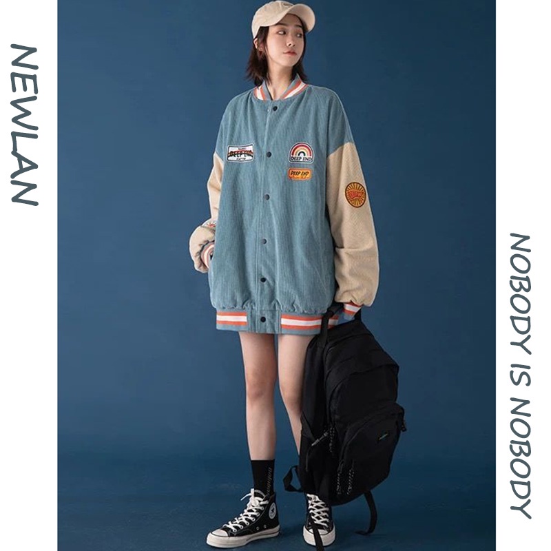 Newlan WT003 Jaket Baseball Japanese Harajuku BF Unisex Jacket College Baseball --- Jodian Baseball Jacket-7