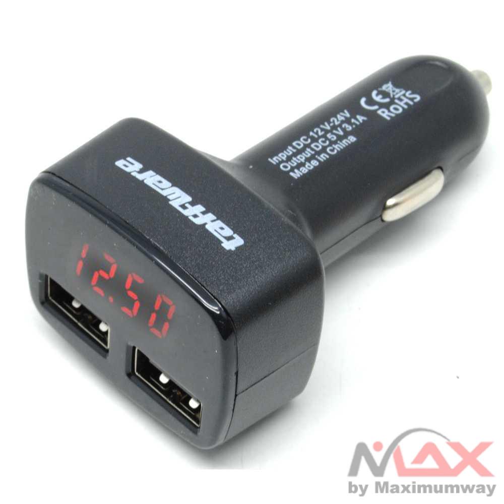 Car Charger Dual USB with LED Display ampere meter