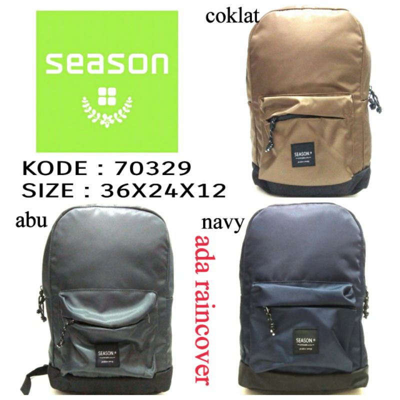 TAS RANSEL MINI SEASON 70329 UNISEX BISA DI PAKAI COWOK CEWEK TERBARU ADA RAINVOVER WARNA COKLAT ABU NAVY