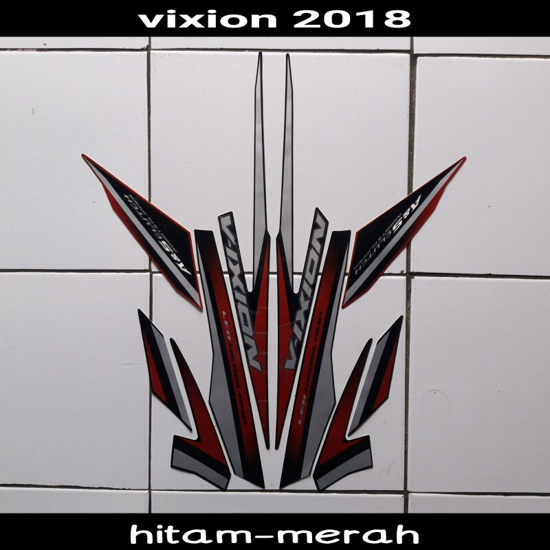 stiker motor vixion 2018 hitam merah