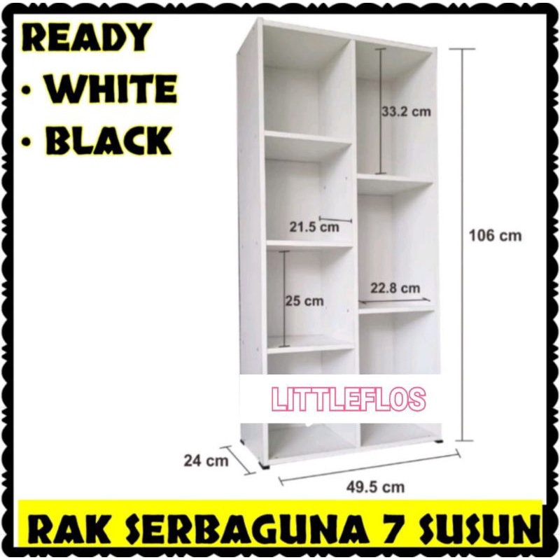 RAK BUKU 7 SUSUN KAYU / RAK SERBAGUNA MINIMALIS / LEMARI BUKU / RAK BUKU / RAK BAJU