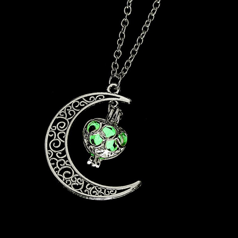 Kalung Lapis Silver Desain Naga Luminous Glow In The Dark Untuk Pria Dan Wanita