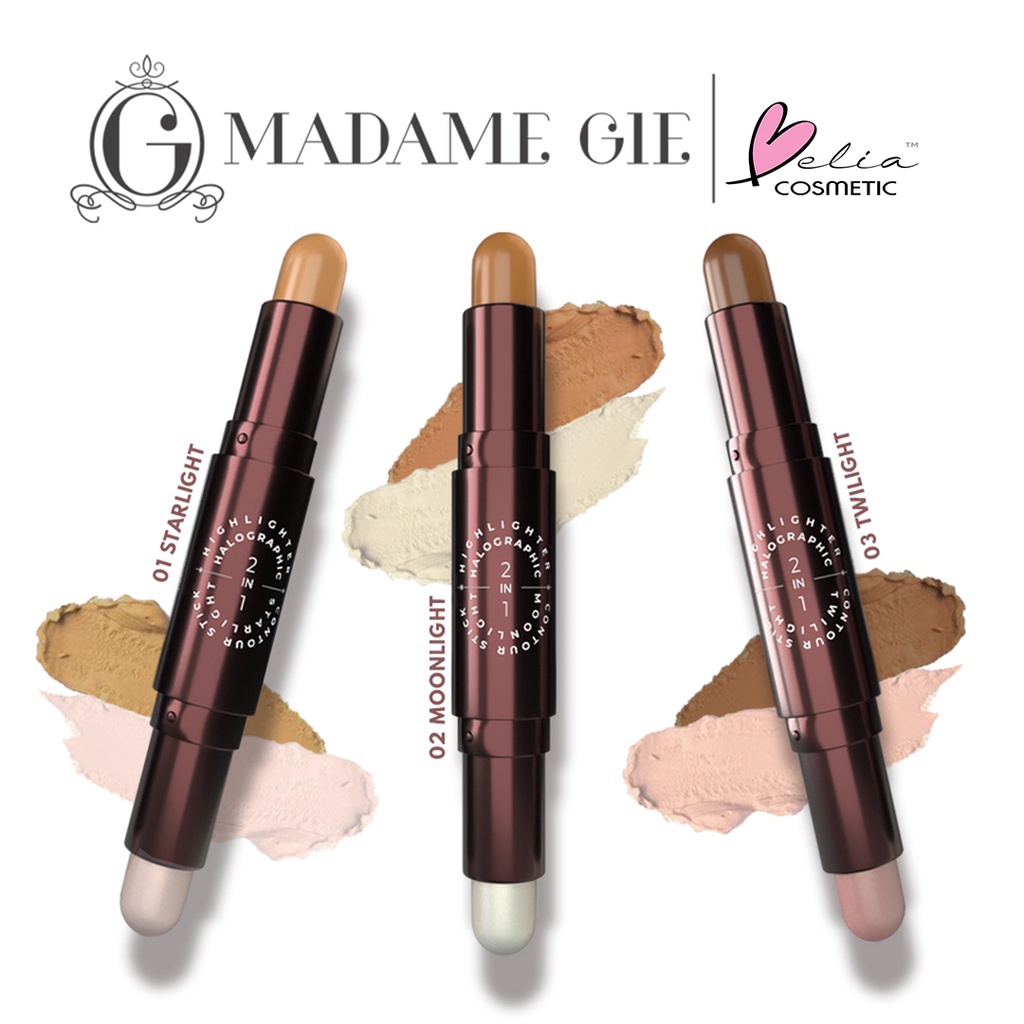 ❤ BELIA ❤ MADAME GIE Catch The Gleam | Blinded by Drama Highlighter | Catch Shadow Contour | Halographic 2-in-1 Highlighter &amp; Contour Stick | Sharp Madamegie