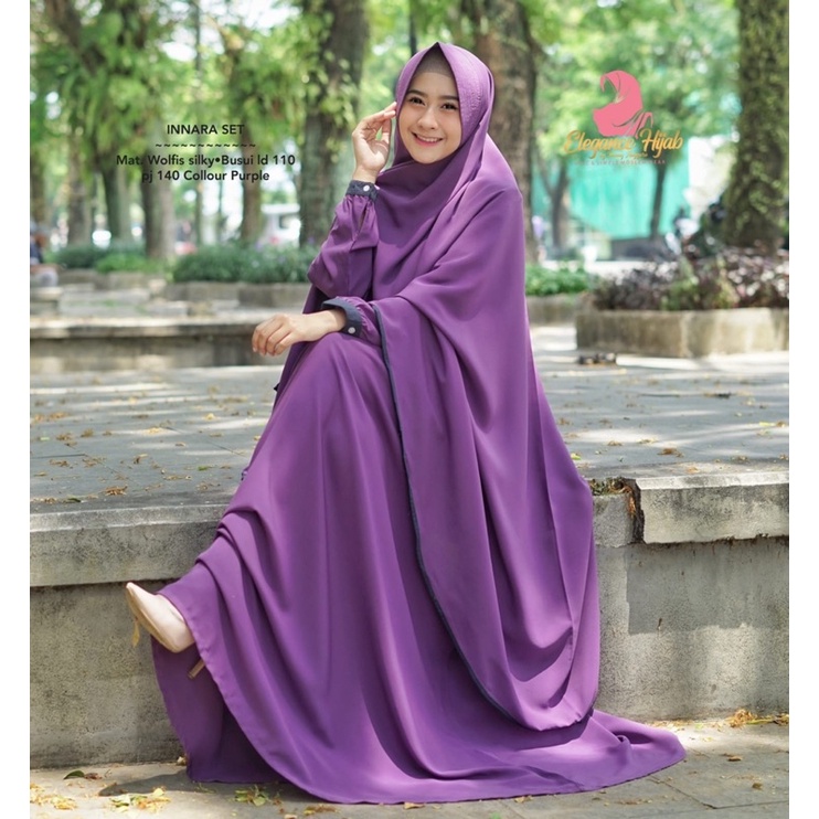 Innara Syari Set jilbab Gamis polos Size Jumbo Abaya baju bercadar fashion muslim Ori Cinta Hijab