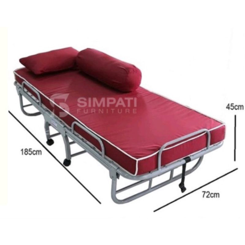 Preloved / bekas / folding bed / kasur lipat / ranjang kecil / spring bed / dipan / bantal / guling