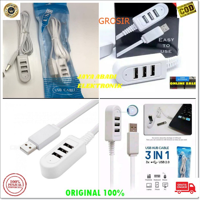 J222 USB HUB 3 PORT SAMBUNGAN ALAT PENAMBAH CABANG PENGHUBUNG ADAPTER SAMBUNGAN SUPER SPEED DEVICE ALAT PENAMBAH CABANG CABLE KONEKTOR KABEL KOMPUTER CPU LAPTOP BISA JUGA BUAST CAS HP DAN BISA UNTUK SEGALA KOMPUTER LEBIH FLEKSIBLE TIDAK MEMAKAN TEMPAT