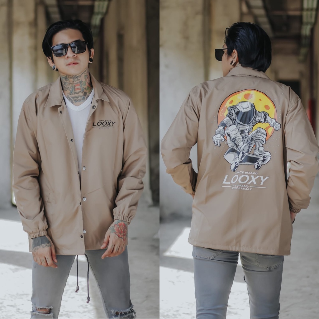 JAKET PRIA - JAKET COACH SALVIO HEXIA - JAKET WINDBREAKER - JAKET PARASUT PRIA - JAKET PARASUT-Cream Skate