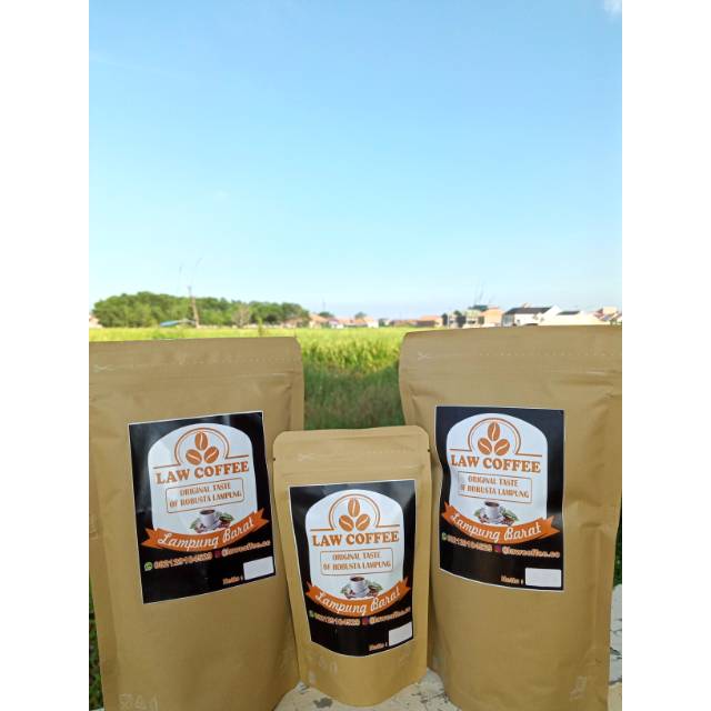 

Law coffee/ kopi robusta asli lampung. Lampung barat. Berat 200 gr dan 50 gr