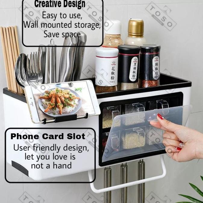 MULTIFUNCTIONAL COMPARTMENT SEASONING BOX RAK BUMBU RAK DAPUR 6 LACI