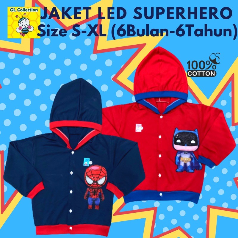 Jaket Fashion Outer Anak Cowok Superhero Lampu LED