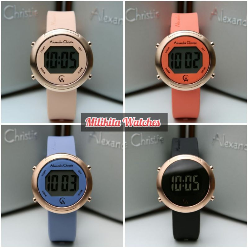JAM TANGAN WANITA ALEXANDRE CHRISTIE AC9337 / AC 9337 DIGITAL RUBBER GARANSI RESMI