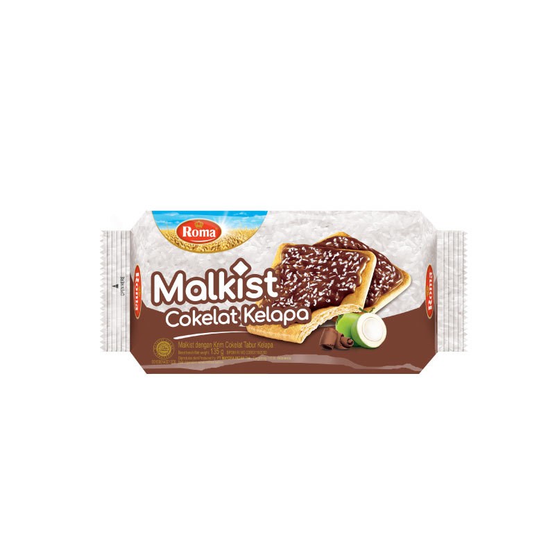 BISKUIT ROMA MALKIST COKELAT KELAPA 135 GR