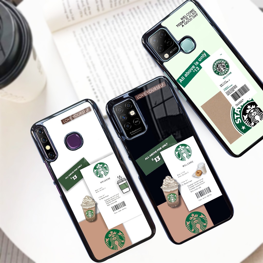 (F32) Case glossy Infinix Smart 4 5 S5 Hot 8 9 10 PLAY 10S Note 7 8 10 Pro - Casing Hp starbucks