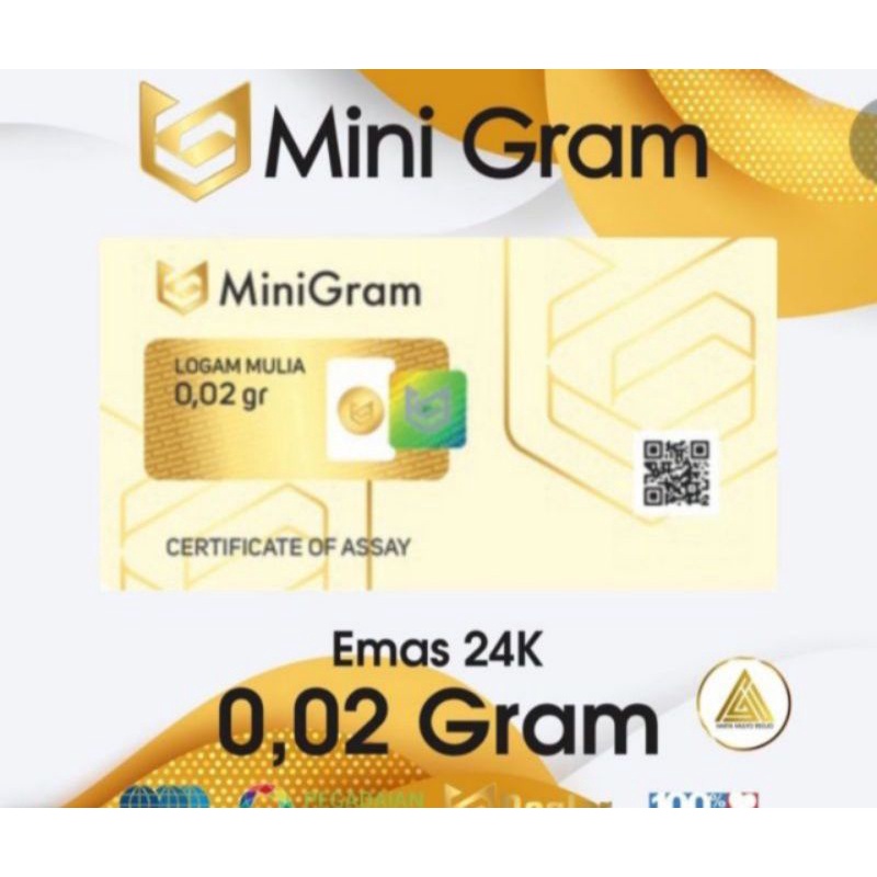 MiniGram Logam Mulia Emas Asli 24 Karat 0.02 Gram Bersertifikat