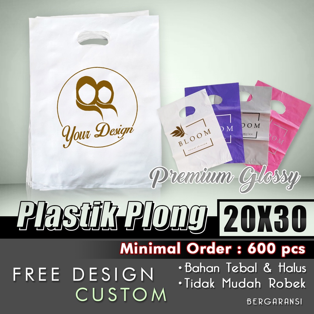 PLASTIK PLONG SABLON 20X30 CUSTOM KRESEK OLSHOP CETAK KANTONG KRESEK PREMIUM HDPE DISTRO TEBAL KUAT