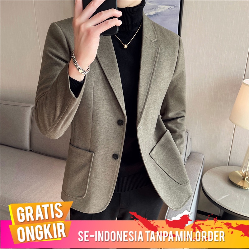 Jas Pria Korea  Pria  Santai  Pria Wol Perapi Musim ngin Mantel Pria Wol Jaket Jas Pria Hist